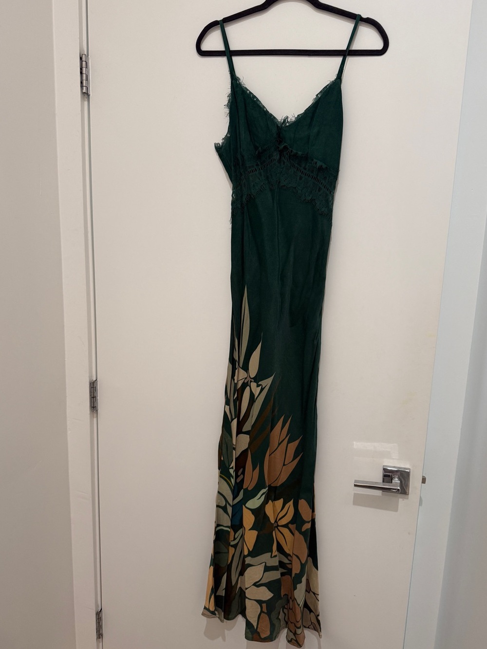 Emerald Green Floral Slip Maxi Dress - Picture 5 of 6